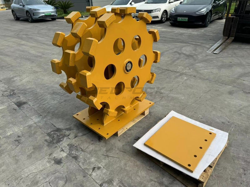 Excavator Compaction Wheel Group for TB linkage, 3pcs Wheel, 24in width - ECW3X3 - Excavator Compaction Wheel - Bedrock Attachments