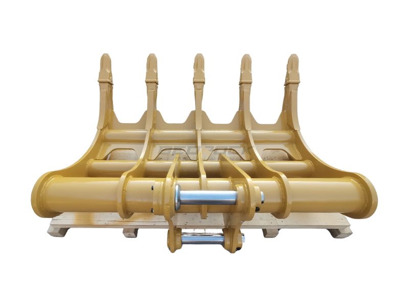 EXCAVATOR RAKE FITS CAT 313D2GC, 65MM Pins - EK - 313 - Excavator Rakes - Bedrock Attachments