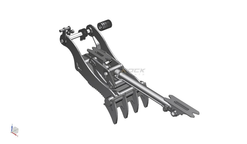 Thumb fits 100mm Pin Excavators, PIN ON, 4 Teeth, 100mm Pin, 54 in Bucket - EPT100 - PO4T54 - Partial Rotation Thumb - Bedrock Attachments