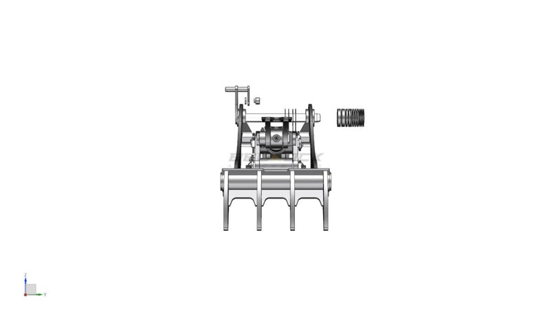 Thumb fits 100mm Pin Excavators, PIN ON, 4 Teeth, 100mm Pin, 54 in Bucket - EPT100 - PO4T54 - Partial Rotation Thumb - Bedrock Attachments