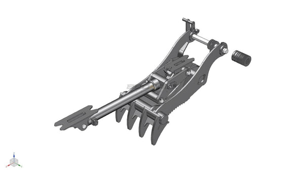 Thumb fits 100mm Pin Excavators, PIN ON, 4 Teeth, 100mm Pin, 54 in Bucket - EPT100 - PO4T54 - Partial Rotation Thumb - Bedrock Attachments